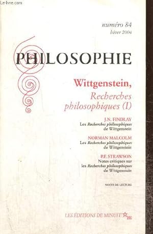 Bild des Verkufers fr Philosophie, n84 (hiver 2004) : Wittgenstein, recherches philosophiques (I) zum Verkauf von Le-Livre
