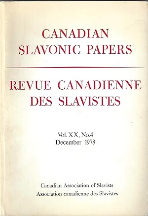 Canadian Slavonic Papers Revue Canadienne des Slavistes. Décember 1978