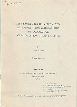 Les structures de végétation: Interprétation géographique et écologique classification et applica...