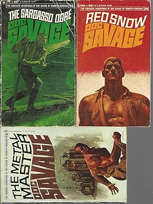 Bild des Verkufers fr DOC SAVAGE" NOVELS 3- VOLUMES: # 18 The Sargasso Ogre / # 38 Red Snow / # 72 The Metal Master zum Verkauf von John McCormick