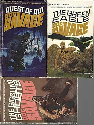 Imagen del vendedor de DOC SAVAGE" NOVELS 3- VOLUMES: # 12 Quest of Qui / # 24 The Green Eagle / # 56 The Giggling Ghosts a la venta por John McCormick