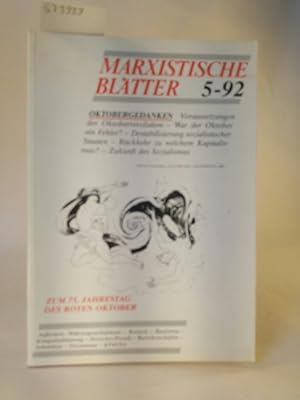 Bild des Verkufers fr Marxistische Bltter 5-92 30. Jahrgang, September/ Oktober 1992 zum Verkauf von ANTIQUARIAT Franke BRUDDENBOOKS