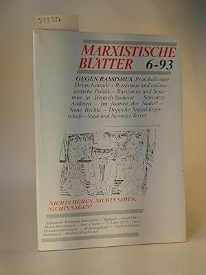 Bild des Verkufers fr Marxistische Bltter 6-93 31. Jahrgang, November/ Dezember 1993 zum Verkauf von ANTIQUARIAT Franke BRUDDENBOOKS