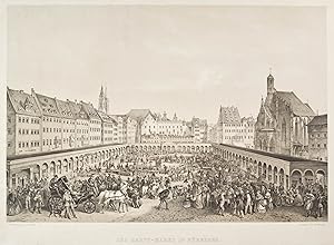 NÜRNBERG. "Der Haupt-Markt in Nürnberg". Blick auf den Hauptmarkt während eines Markttages mit za...