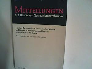 Imagen del vendedor de Mitteilungen des Deutschen Germanistenverbandes, Heft 1/ 2012 - Studium Germanistik 2012 a la venta por ANTIQUARIAT FRDEBUCH Inh.Michael Simon