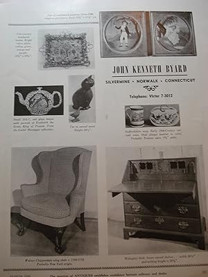 Seller image for Advertisement: John Kenneth Byard, Silvermine, Norwalk, Connecticut Walnut Chippendale Wing Chair, Staffordshire, Frederick of Prussia for sale by Hammonds Antiques & Books