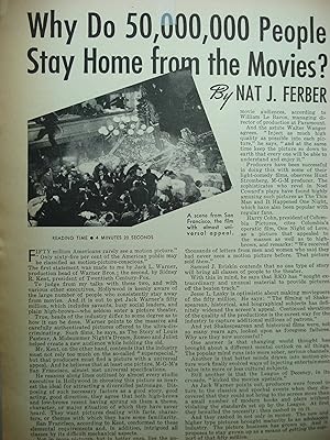 Seller image for Article: why Do 50,000,000 People Stay Home from the Movies"? for sale by Hammonds Antiques & Books