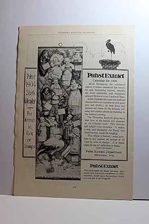 Imagen del vendedor de Advertisement for Pabst Extract Calendar for 1904 "Maud Humphrey, the Celebrated Painter of Babies, Conceived This Beautiful an Interesting Subject." a la venta por Hammonds Antiques & Books