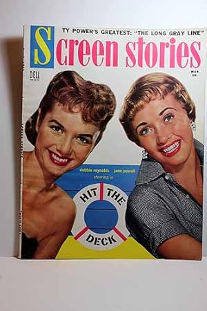 Seller image for Screen Stories Magazine, March 1955, HIT the DECK, Debbie Reynolds, Jane Powell on Cover Articles: INTERRUPTED MELODY, Glenn Ford, Eleanor Parker; WHITE FEATHER, Robert Wagner, Debra Paget; EAST of EDEN, James Dean, Julie Harris for sale by Hammonds Antiques & Books