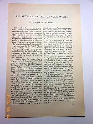 Bild des Verkufers fr Article: the Government and the Corporations zum Verkauf von Hammonds Antiques & Books