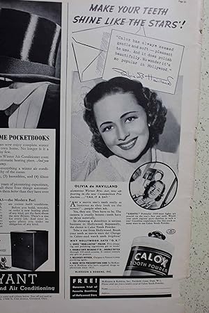 Seller image for Advertisement with Olivia De Havilland for Calox "Make Your Teeth Shine like the Stars!" for sale by Hammonds Antiques & Books