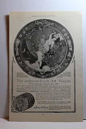 Imagen del vendedor de Advertisement for the Anheuser-Busch Art Plaques with Calendar Plaque for 1904 a la venta por Hammonds Antiques & Books