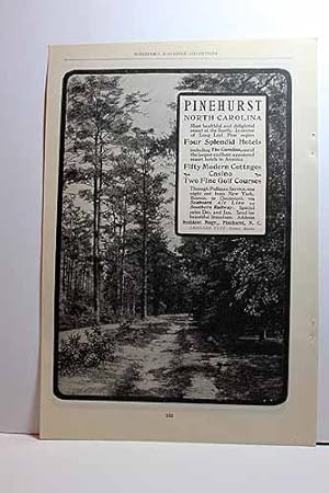 Seller image for Advertisement for Pinehurst North Carolina "Four Splendid Hotels, Fifty Modern Cottages; Casino; Two Fine Golf Courses for sale by Hammonds Antiques & Books