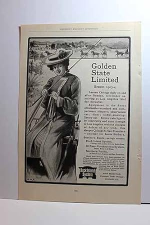 Immagine del venditore per Advertisement for Rocky Island Sysem "Golden State Limited Season 1903-4" venduto da Hammonds Antiques & Books