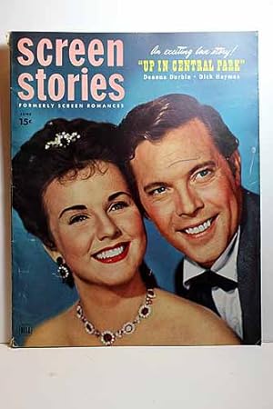 Seller image for Screen Stories Magazine, June 1948, UP in CENTRAL PARK, Deanna Durbin, Dick Haymes on Cover Articles: STATE of the UNION, Spencer Tracy, Katharine Hepburn; HATTERS CASTLE, James Mason, Deborah Kerr; BIG CITY, Margaret O'Brien, Robert Preston for sale by Hammonds Antiques & Books