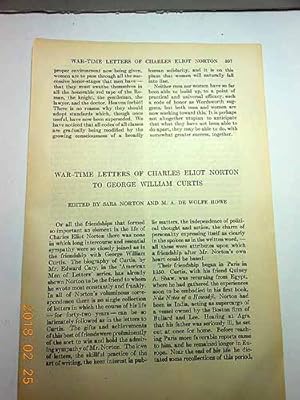 Seller image for Article: War-Time Letters of Charles Eliot Norton to George William Curtis for sale by Hammonds Antiques & Books