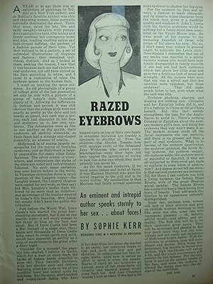 Imagen del vendedor de Article: Razed Eyebrows An Eminent and Intrepid Author Speaks to Her Sex.about Faces! a la venta por Hammonds Antiques & Books