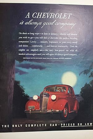 Seller image for Advertisement: Chevrolet Automobiles "A Chevrolet is Always Good Comnpany" for sale by Hammonds Antiques & Books