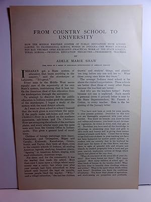 Immagine del venditore per Article: from Country School to University "How the Middle Western System of Education from Kindergarten to Professional School." venduto da Hammonds Antiques & Books