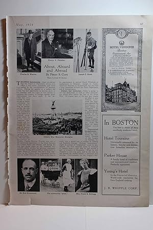 Seller image for Article: About, Aboard and Abroad Featuring: Sir Eric Drummond, Mrs. Frank B. Kellogg, Joseph C. Crew, Henry P. Fletcher, Charles B. Warren for sale by Hammonds Antiques & Books