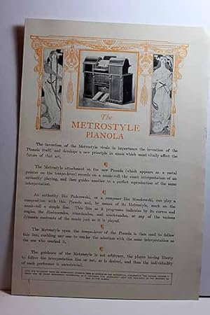 Immagine del venditore per Advertisement for the Metrostyle Pianola venduto da Hammonds Antiques & Books