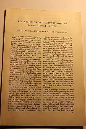 Seller image for Article: Letters of Charles Eliot Norton to James Russell Lowe for sale by Hammonds Antiques & Books