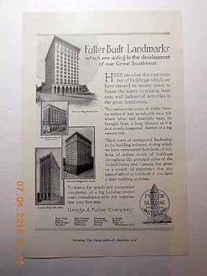 Immagine del venditore per Advertisement: George A. Fuller Company-Texas Co. Building, Houston; National Bank, Tulsa; Commerce Building, Kansas City, MO; Cosden Building, Tulsa "Fuller-Built Landmarks Which Are Aiding to the Develoment of Our Great Southwest" venduto da Hammonds Antiques & Books
