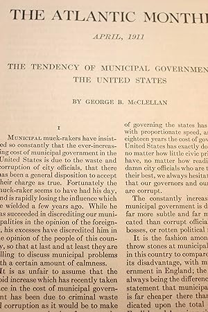 Seller image for Article: the Tendency of Municipal Government in the United States for sale by Hammonds Antiques & Books