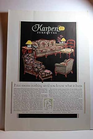 Seller image for Advertisement for Karpen Furniture "Price Means Nothing Until You Know What it Buys for sale by Hammonds Antiques & Books