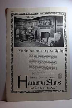 Seller image for Advertisement for Hampton Shops, New York "Elizabethan Boiserie Gives Dignity" for sale by Hammonds Antiques & Books