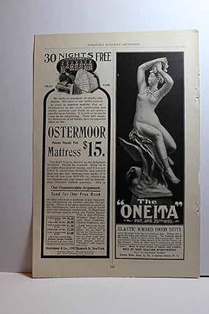 Seller image for Advertisement for Ostermoor Mattress; the Oneita Elastic Ribbed Union Suits for sale by Hammonds Antiques & Books