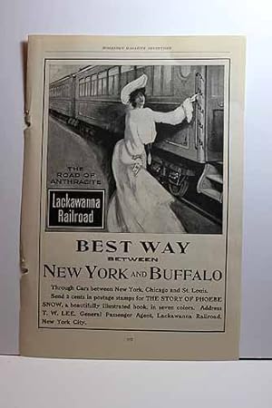 Imagen del vendedor de Advertisement for Lackawana Railroad "The Best Way between New York and Buffalo" a la venta por Hammonds Antiques & Books
