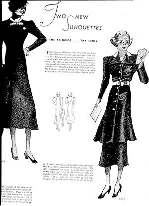 Bild des Verkufers fr Article: Womens Fashion Illustrations 1930s TWO NEW SILHOUETTES: the Princess and the Tunic zum Verkauf von Hammonds Antiques & Books