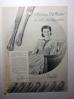 Seller image for Advertisement for Towle Silversmiths "Presenting 'old Master' an All-Sterling Pattern" for sale by Hammonds Antiques & Books