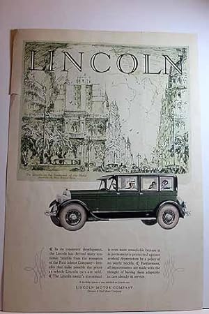 Seller image for Advertisement for Lincoln Motor Company "LINCOLN.In its consistent development the Lincoln has derived many economic benefits." for sale by Hammonds Antiques & Books