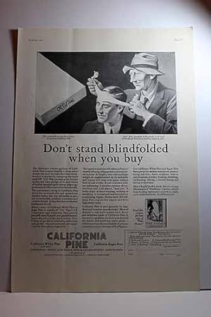 Seller image for Advertisement for California Pine "Don't Stand Blindfolded when You Buy" for sale by Hammonds Antiques & Books