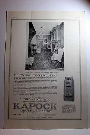 Seller image for Advertisement for Kapock Decorative Fabrics "The Second Successful Year" for sale by Hammonds Antiques & Books