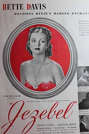 Seller image for Advertisement for JEZEBEL with Bette Davis, with George Brent, Henry Fonda ", , , , Becomes Dixie's Darling Enchantress." for sale by Hammonds Antiques & Books
