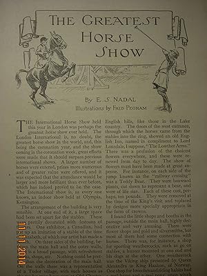 Seller image for Article: the Greatest Horse Show Illustrated by Fred Pegram for sale by Hammonds Antiques & Books
