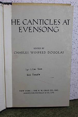 Imagen del vendedor de The Canticles at Evensong Edited by Charles Winfred Douglas a la venta por Hammonds Antiques & Books