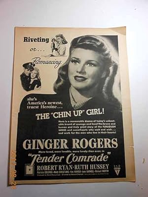 Immagine del venditore per Advertisement: Ginger Rogers, Robert Ryan in the Film TENDER COMRADE venduto da Hammonds Antiques & Books