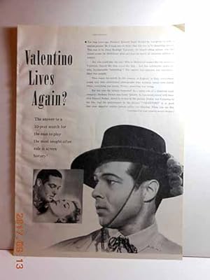 Immagine del venditore per Advertisement: Valentino Lives Again? The Answer to a 10-Year Search for the Man to Play the Most Sought-After Role in Screen History! venduto da Hammonds Antiques & Books