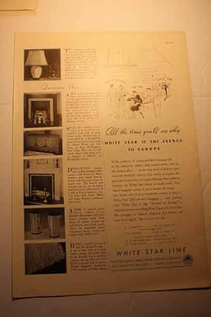 Seller image for Advertisement: White Star Line "All the Time You'll See why WHITE STAR is the Avenue to Europe" for sale by Hammonds Antiques & Books