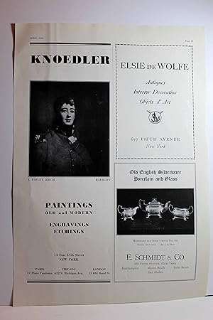 Seller image for Ads for Knoedler Paintings Old & Modern, New York; Elsie De Wolfe, New York; E. Schmidt & Co. New York. for sale by Hammonds Antiques & Books