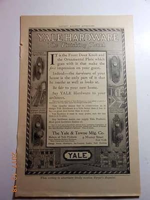 Seller image for Advertisement for Yale Hardware for sale by Hammonds Antiques & Books
