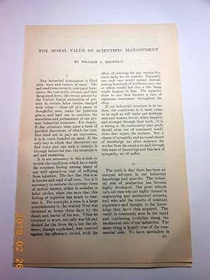 Seller image for Article: the Moral Value of Scientific Management for sale by Hammonds Antiques & Books