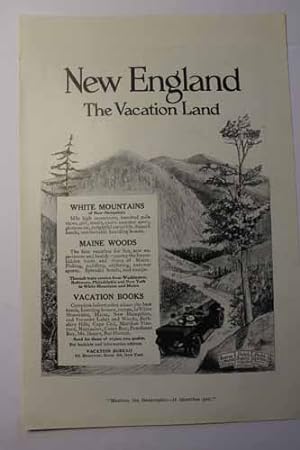 Seller image for Advertisement: New England "The Vacation Land" for sale by Hammonds Antiques & Books