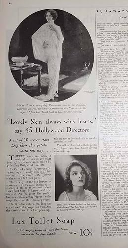 Immagine del venditore per Advertisement with Myrna Loy and Mary Brian for Lux Toilet Soap "Magic Chef Lends Character to Any Kitchen" venduto da Hammonds Antiques & Books