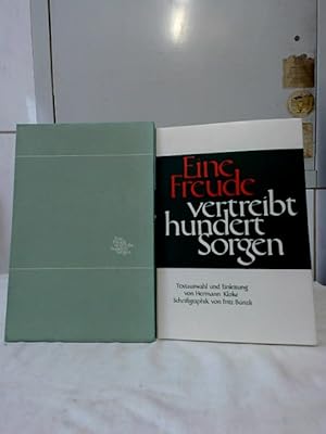 Bild des Verkufers fr Eine Freude vertreibt hundert Sorgen. Textausw. u. Einl. von Hermann Kloke. Schriftgraphik von Fritz Bnzli / Kleine Kostbarkeiten der Aldus Manutius Drucke ; Druck 33. zum Verkauf von Ralf Bnschen