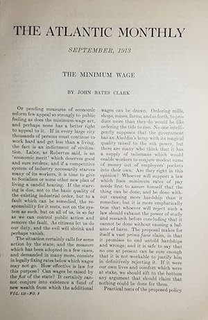Seller image for Article: the Minimum Wage for sale by Hammonds Antiques & Books